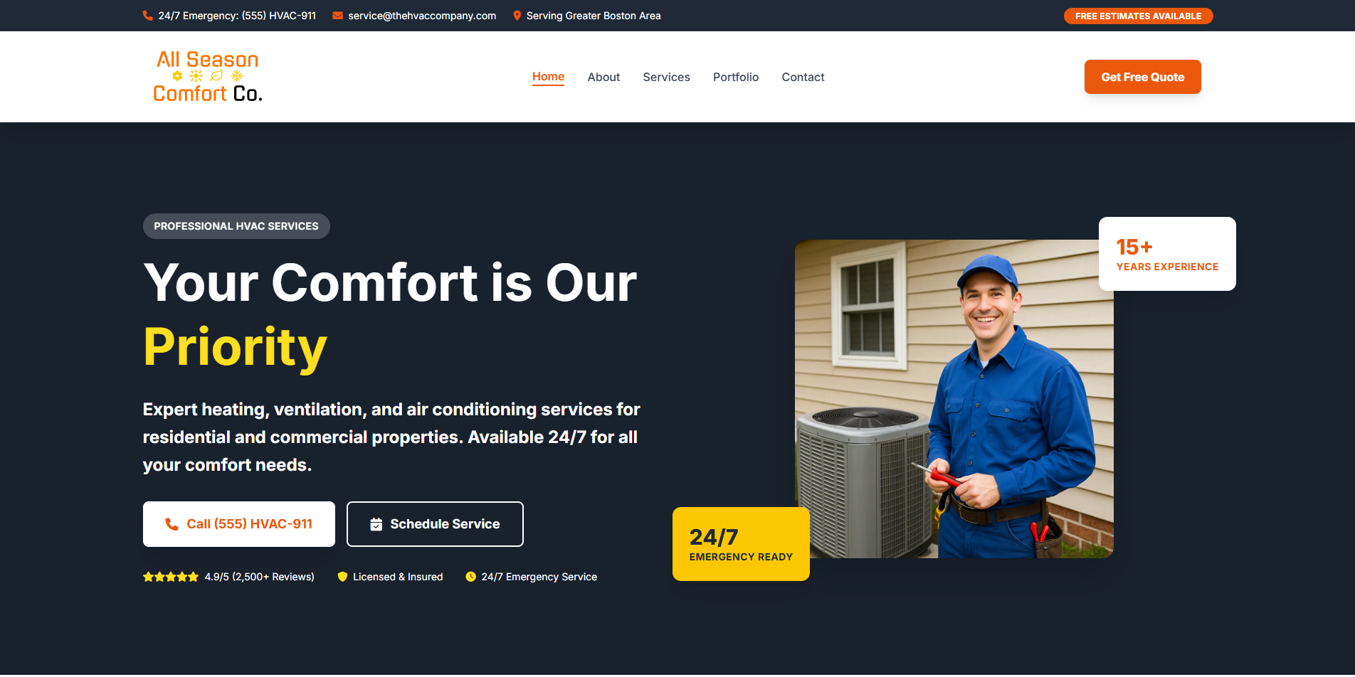 HVAC Website Screenshot 1
