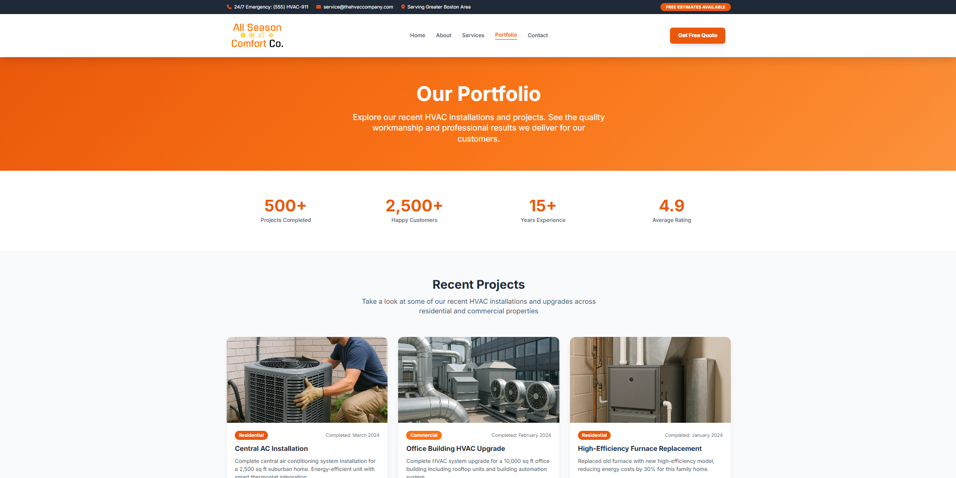 HVAC Website Screenshot 3